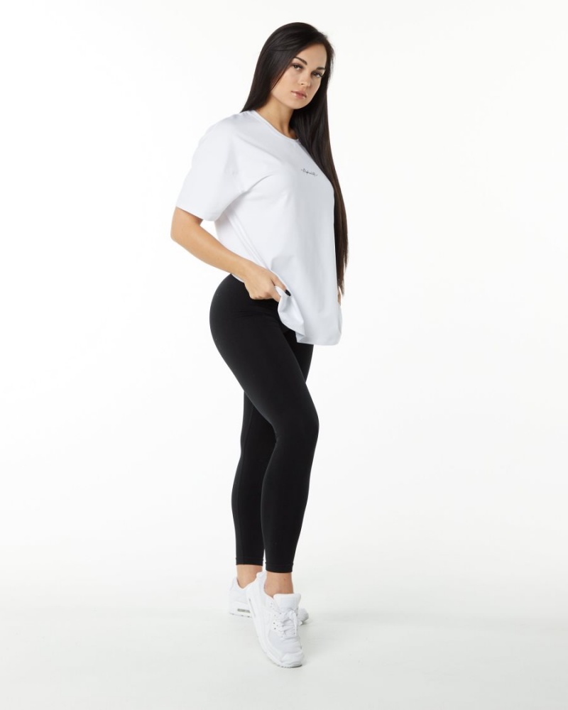 Chemises Alphalete Signature Oversized Tee Blanche Femme | HSO-84283345