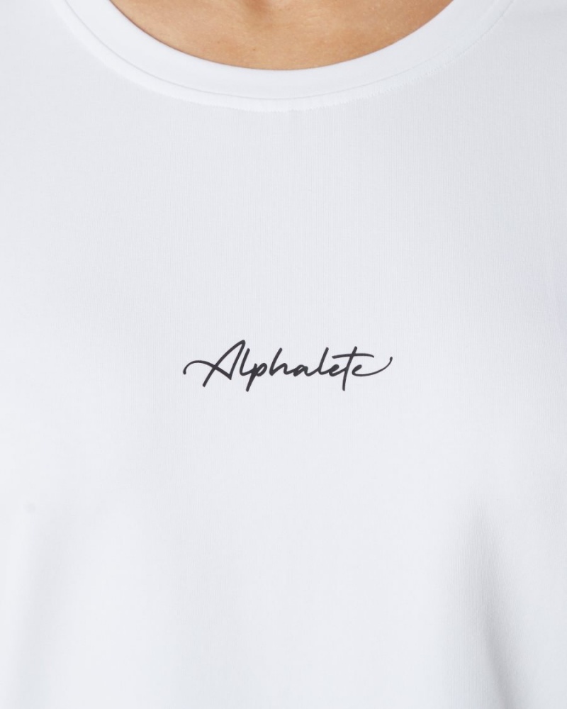 Chemises Alphalete Signature Oversized Tee Blanche Femme | HSO-84283345