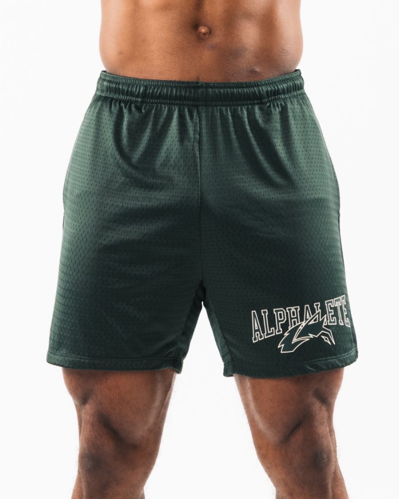 Short Alphalete Wolf Head Mesh Corta 6" Evergreen Homme | MAF-93224503