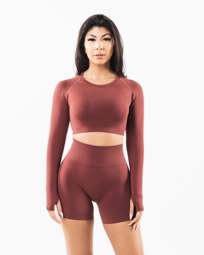 Manches Longues Alphalete Stratus LS Crop Autumn Femme | AQL-22502717