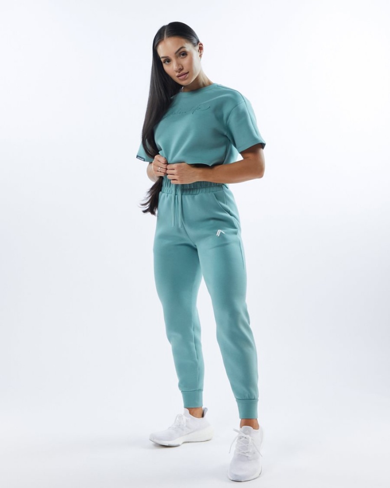 Pantalon Jogging Alphalete ELMTS Cuffed Jogger Teal Femme | VAU-40817088