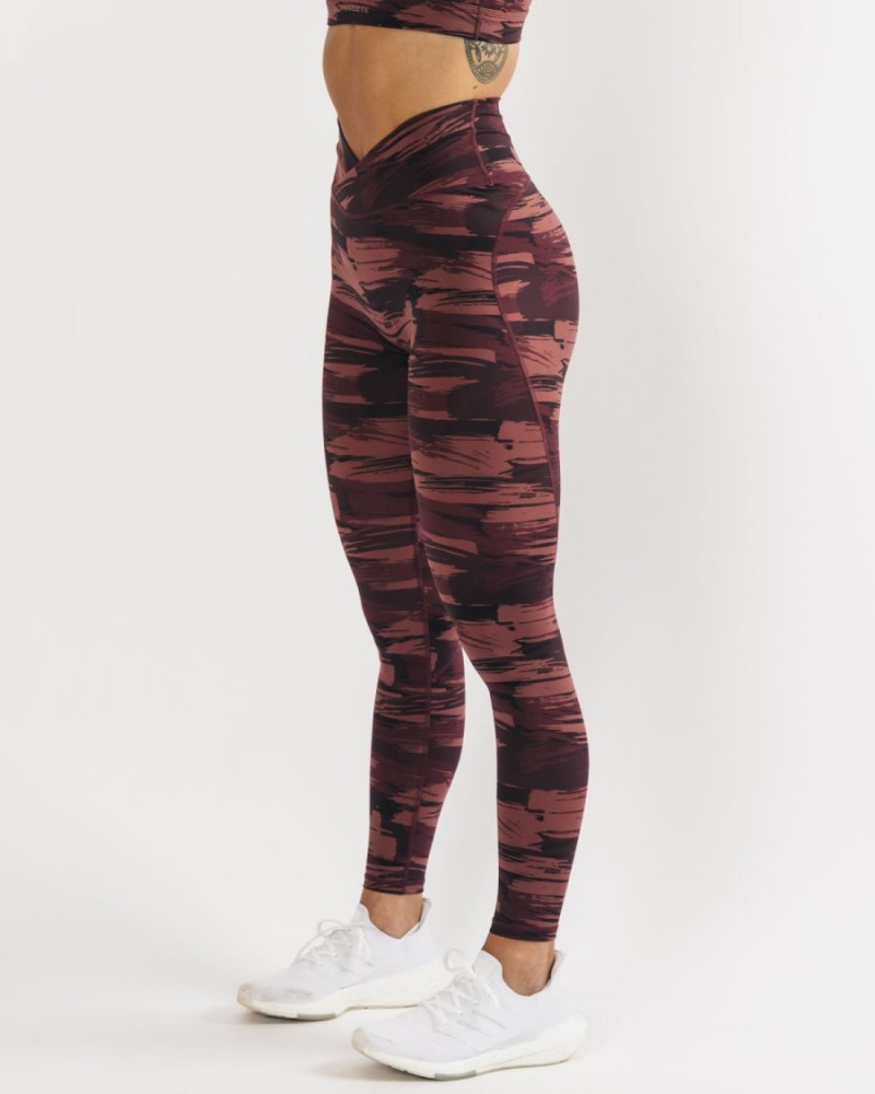 Leggings Alphalete Surface Power Legging Bordeaux Camouflage Femme | COQ-54455647