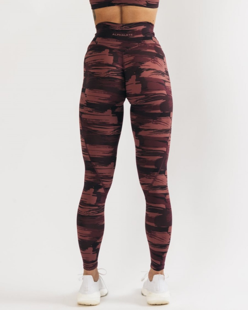 Leggings Alphalete Surface Power Legging Bordeaux Camouflage Femme | COQ-54455647