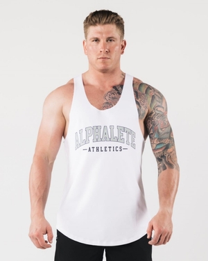 Debardeur Alphalete AA Raw Cut Tank Blanche Homme | KED-43476474