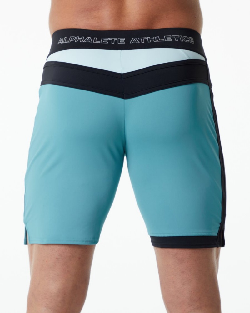 Shorts De Bain Alphalete Trident Competition Corta Teal Homme | DFG-37662698