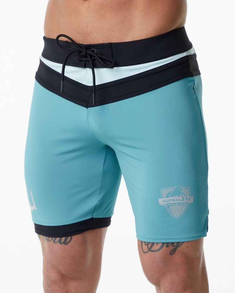 Shorts De Bain Alphalete Trident Competition Corta Teal Homme | DFG-37662698