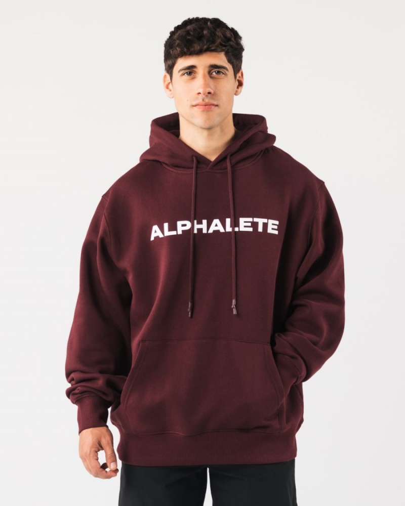 Sweat a Capuche Alphalete Core Hoodie Sangria Homme | YUI-13353033