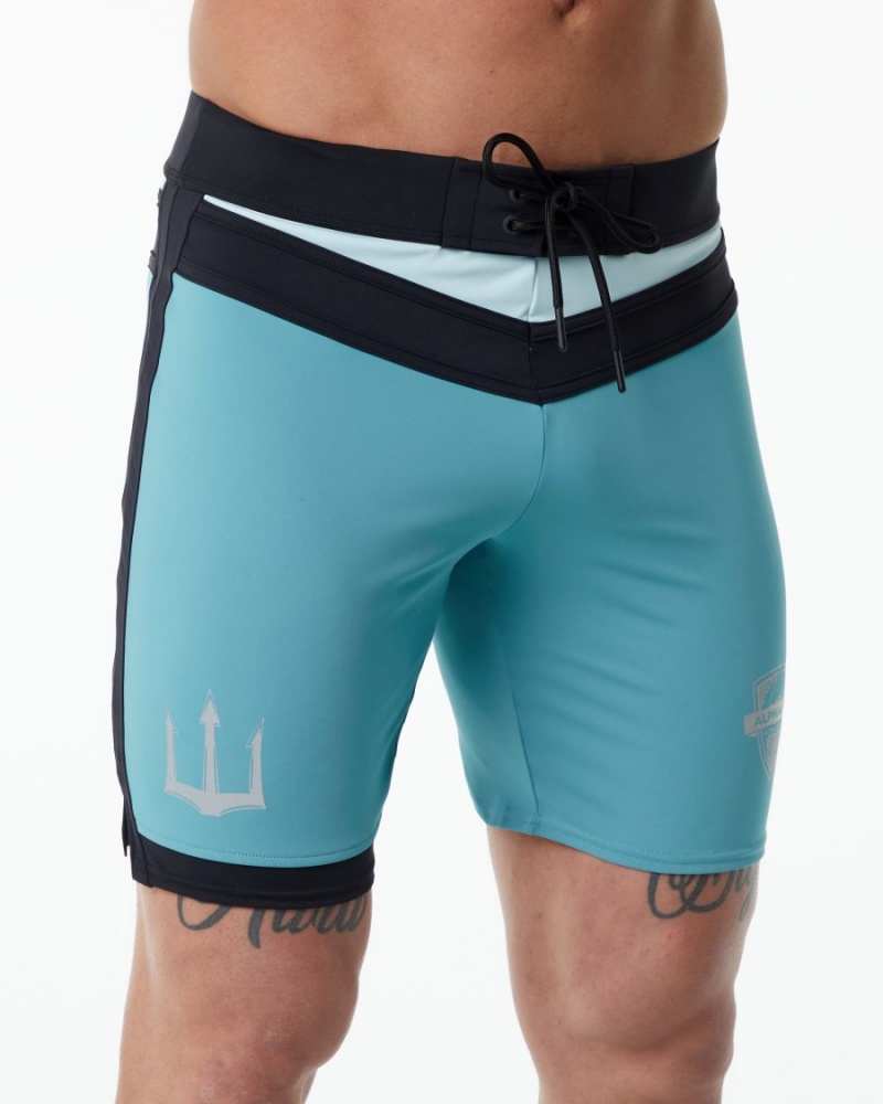 Shorts De Bain Alphalete Trident Competition Corta Teal Homme | DFG-37662698