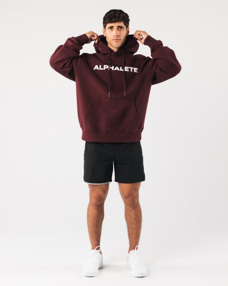 Sweat a Capuche Alphalete Core Hoodie Sangria Homme | YUI-13353033