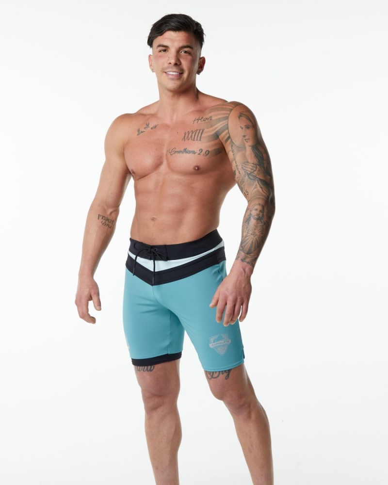 Shorts De Bain Alphalete Trident Competition Corta Teal Homme | DFG-37662698