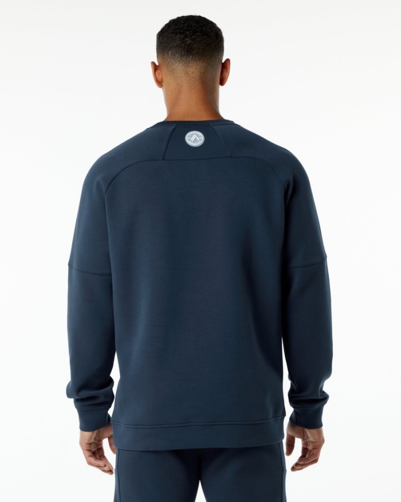 Vestes Alphalete ELMTS Crewneck Pull Bleu Marine Homme | ANS-42128839