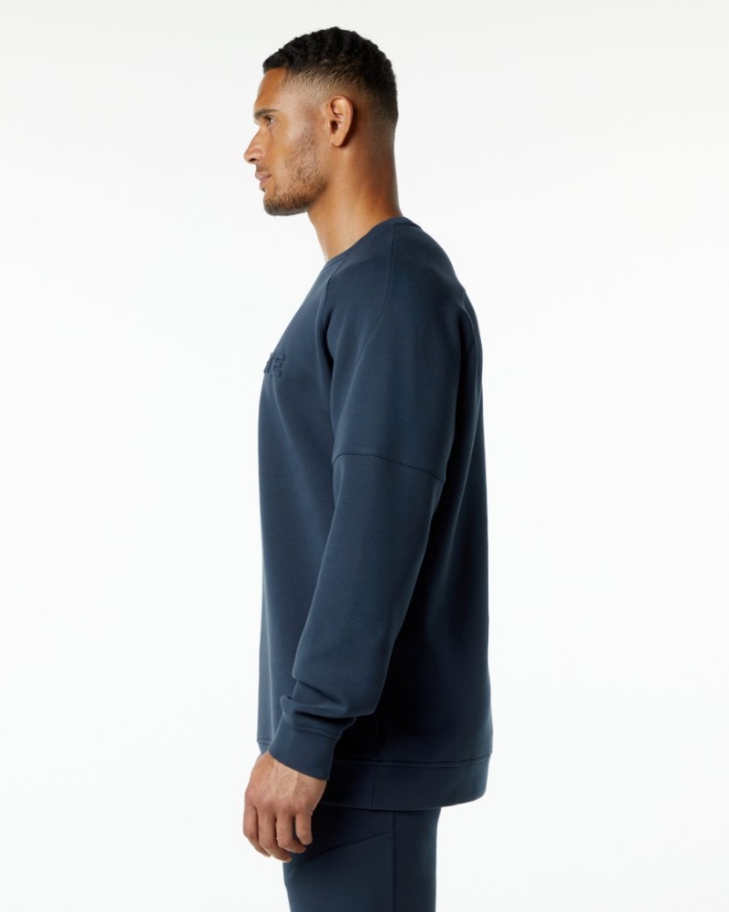 Vestes Alphalete ELMTS Crewneck Pull Bleu Marine Homme | ANS-42128839