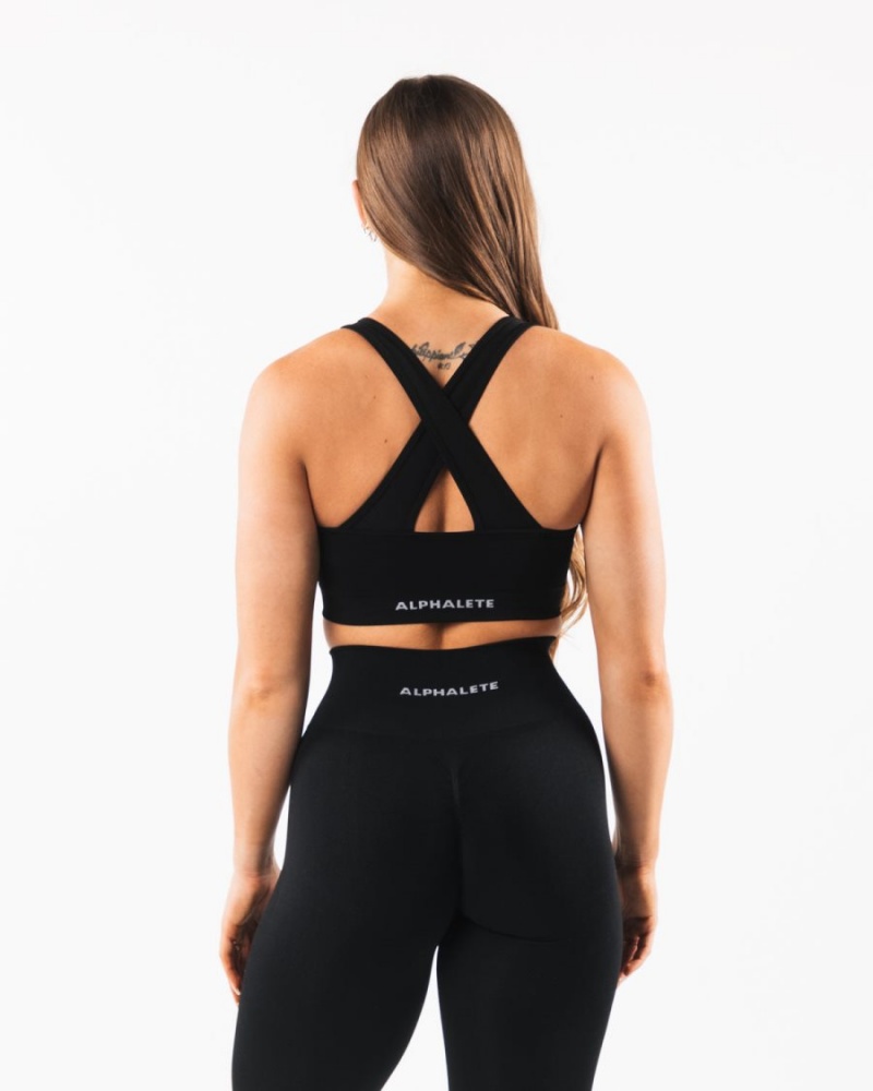 Soutien Gorge Sport Alphalete Amplify Bra Noir Femme | ADF-03507213