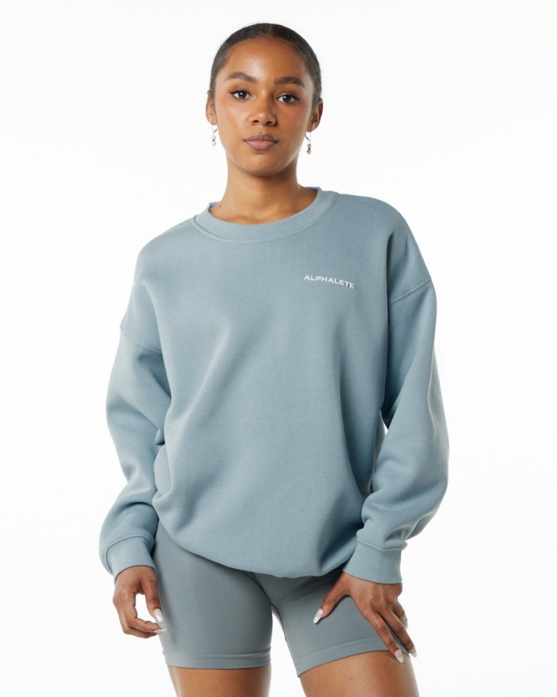 Vestes Alphalete Classiche Crew Bleu Femme | EMR-57327638