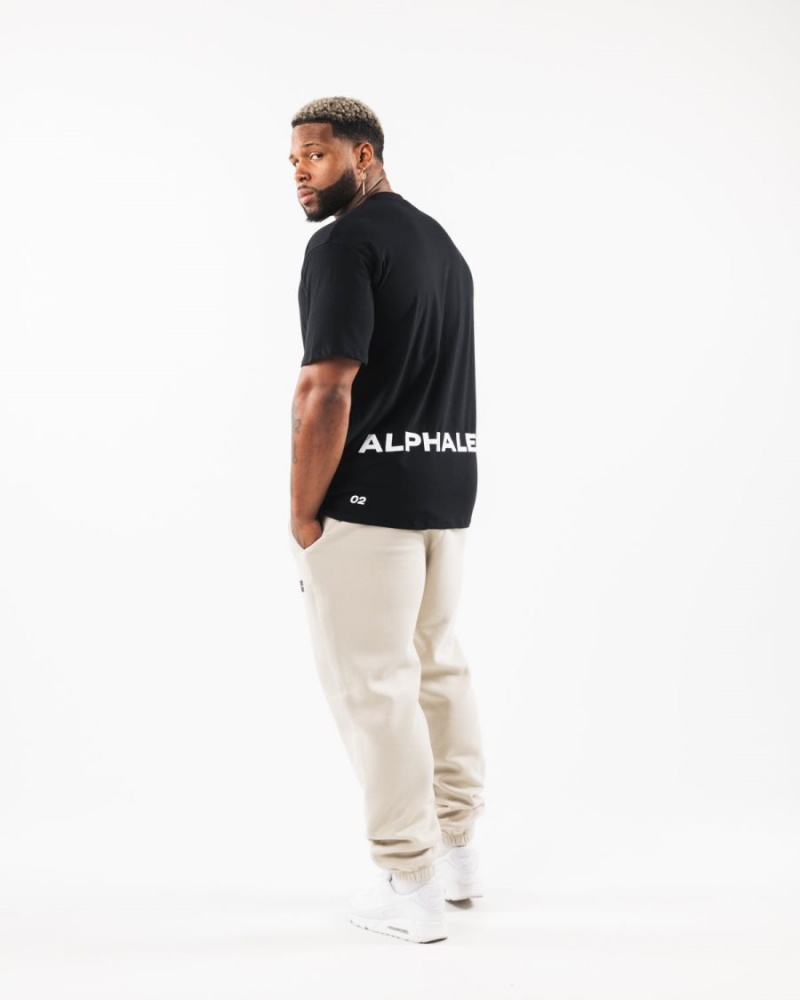 Chemises Alphalete Brushed Crest Tee Noir Homme | YNI-74500036