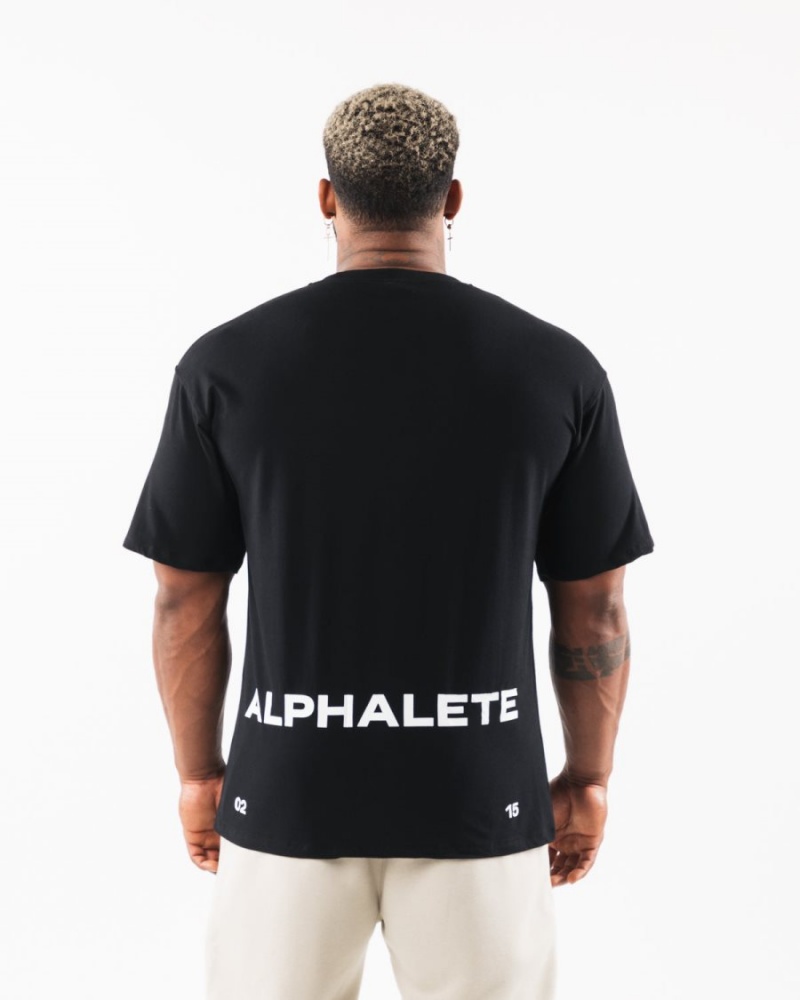 Chemises Alphalete Brushed Crest Tee Noir Homme | YNI-74500036