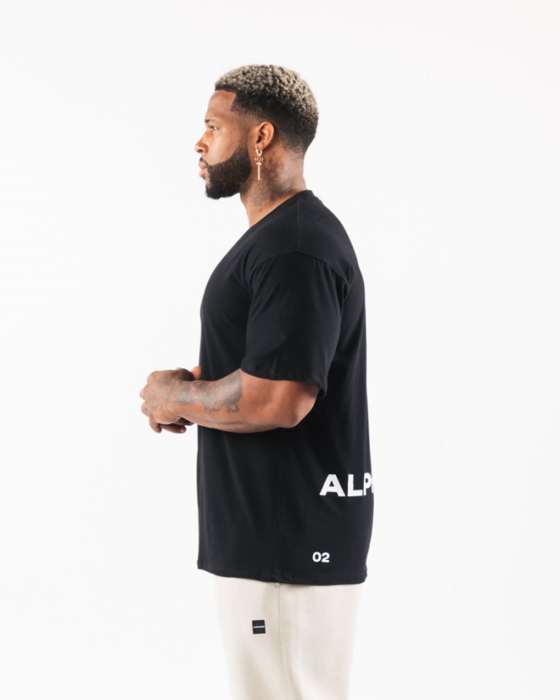 Chemises Alphalete Brushed Crest Tee Noir Homme | YNI-74500036