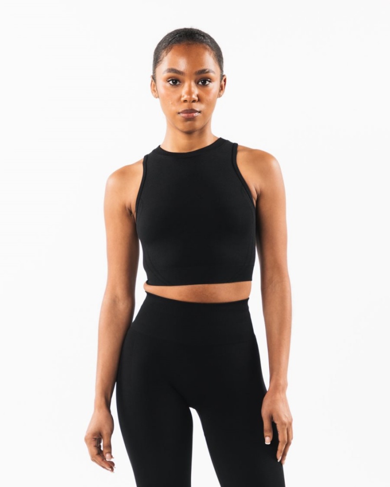 Debardeur Alphalete Stratus Crop Tank Noir Femme | BJV-58031976