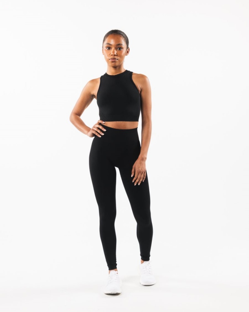 Debardeur Alphalete Stratus Crop Tank Noir Femme | BJV-58031976