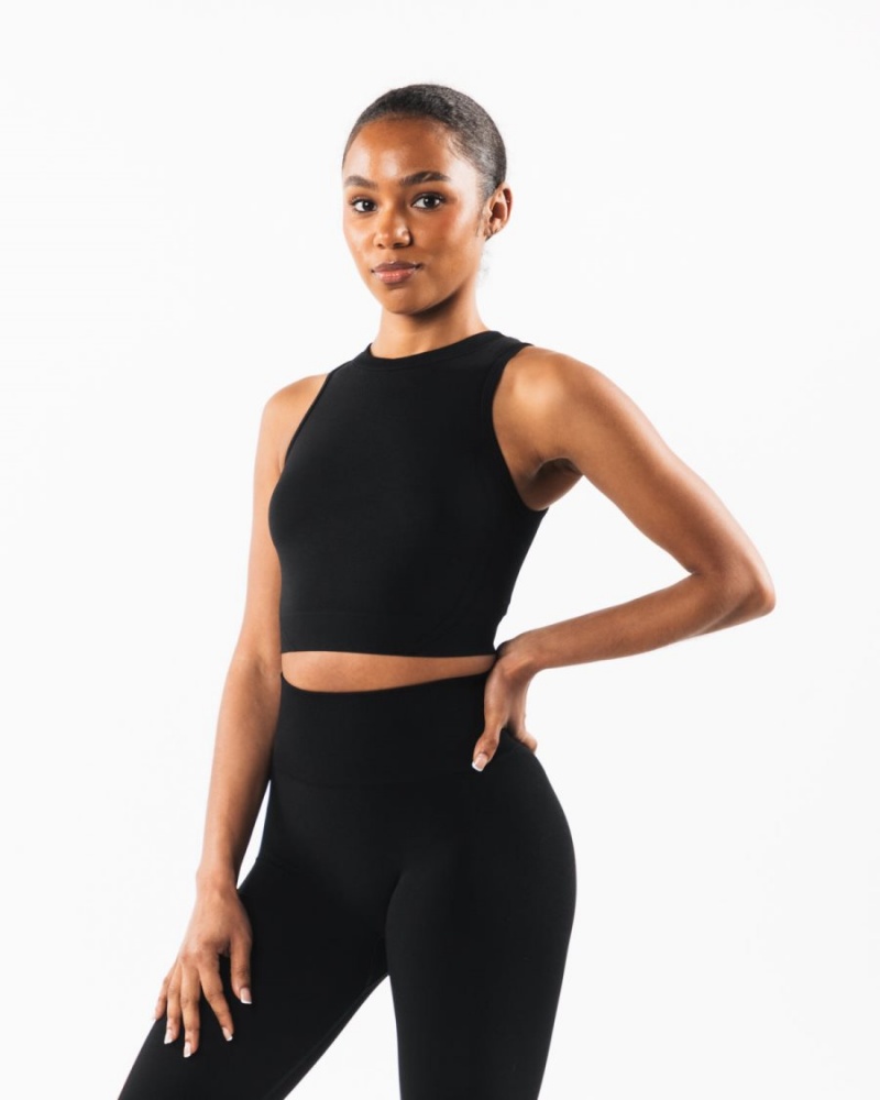 Debardeur Alphalete Stratus Crop Tank Noir Femme | BJV-58031976