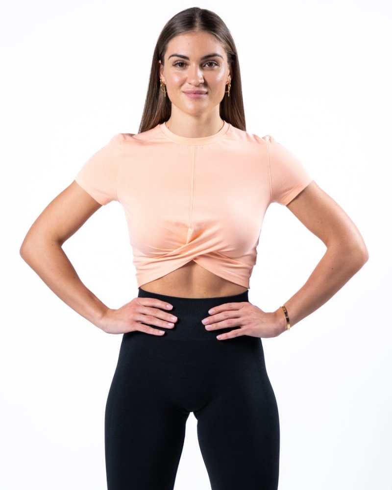 Chemises Alphalete Evo Twist Crop Corail Femme | KXL-47496770