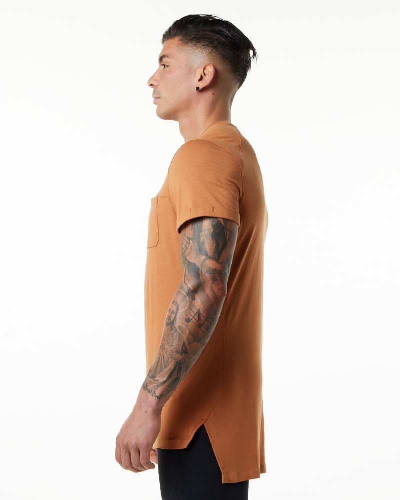 Chemises Alphalete Evo Pocket Tee Camel Homme | UCJ-42114381