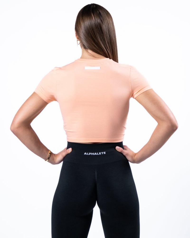 Chemises Alphalete Evo Twist Crop Corail Femme | KXL-47496770