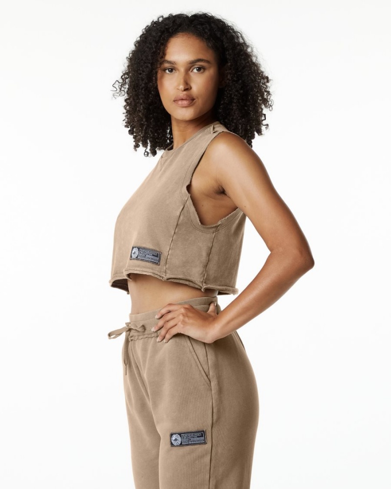 Debardeur Alphalete Very Terry Crop Cutoff Smokey Quartz Femme | XJH-94308783