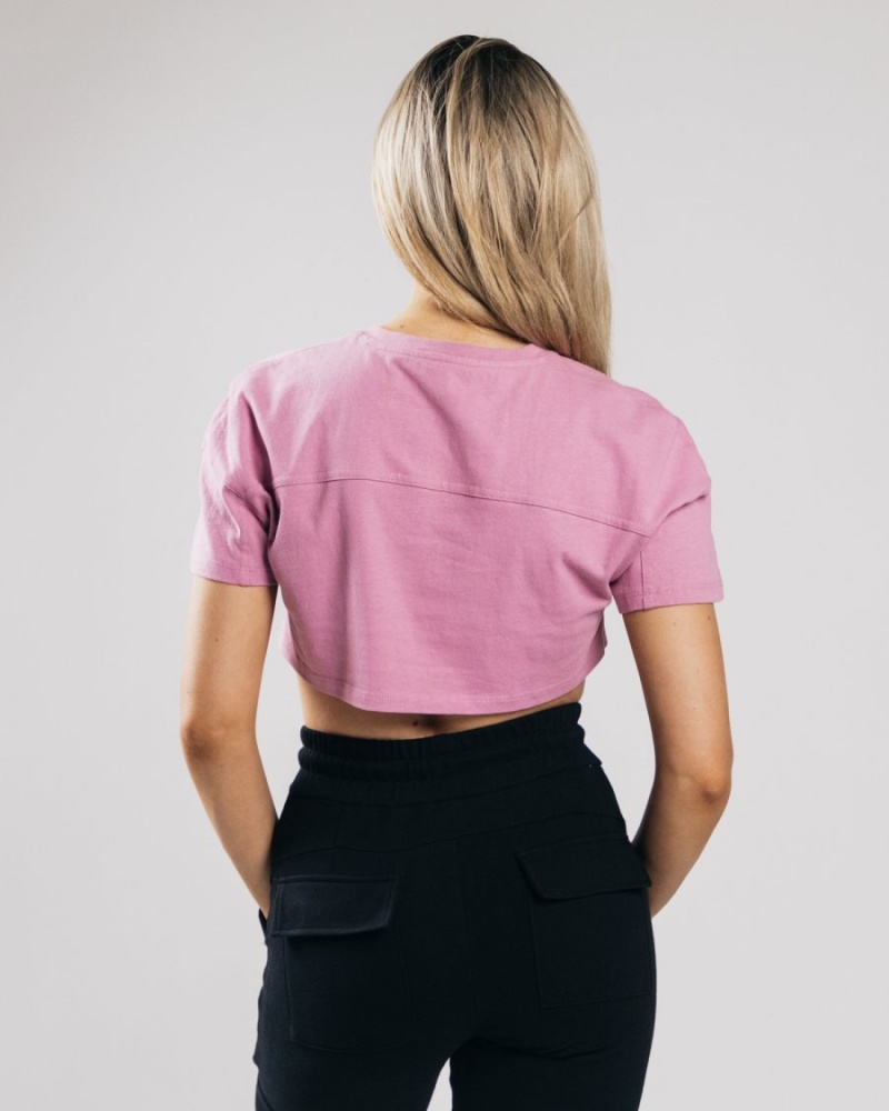 Chemises Alphalete Heavy Coton Dropped Shoulder Crop Rose Femme | BHP-11595792