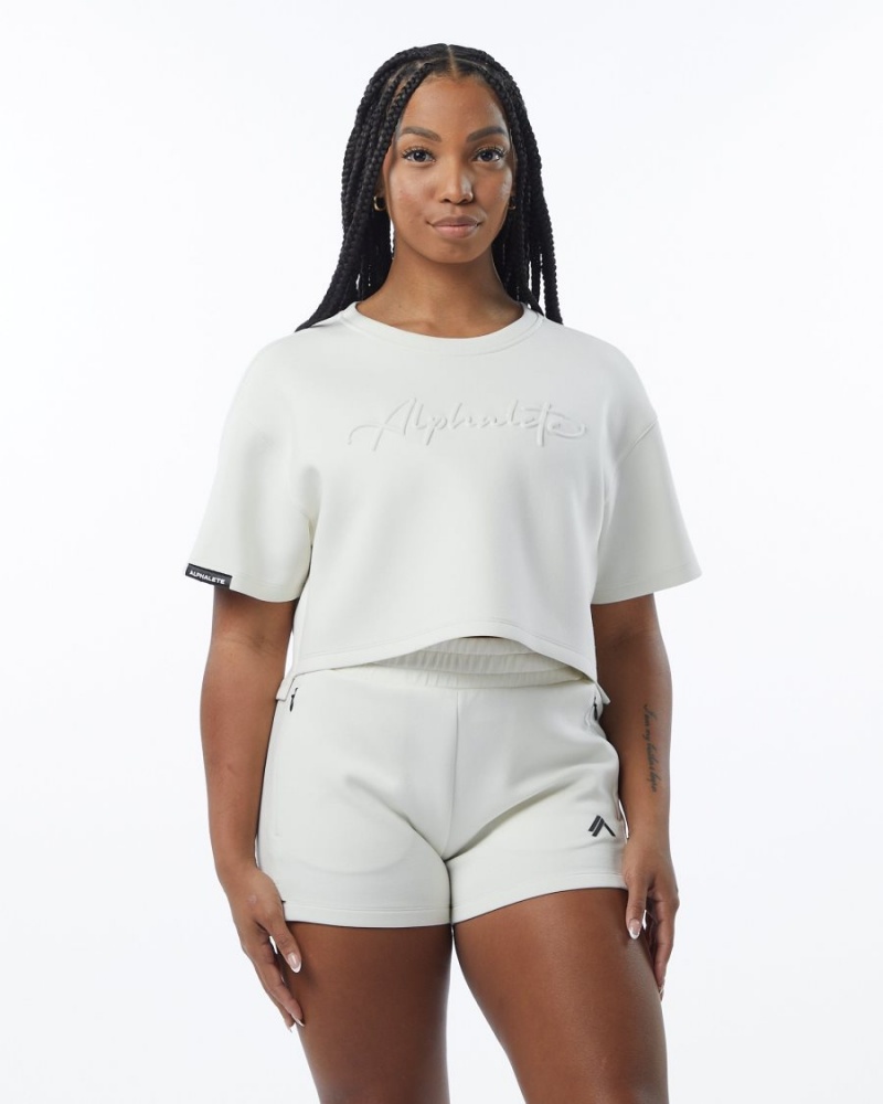 Vestes Alphalete ELMTS Half Sleeve Pullover Blanche Femme | JIR-80468817