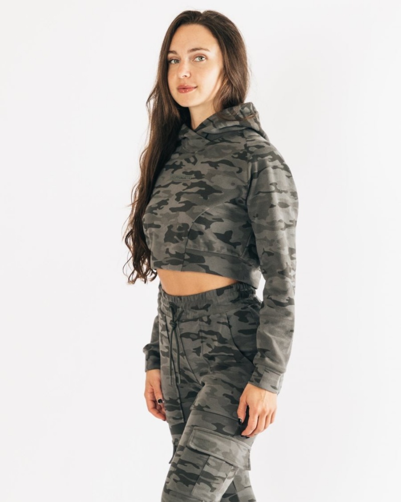 Sweat a Capuche Alphalete Identity Pro Crop Hoodie Camouflage Femme | YXQ-21361089