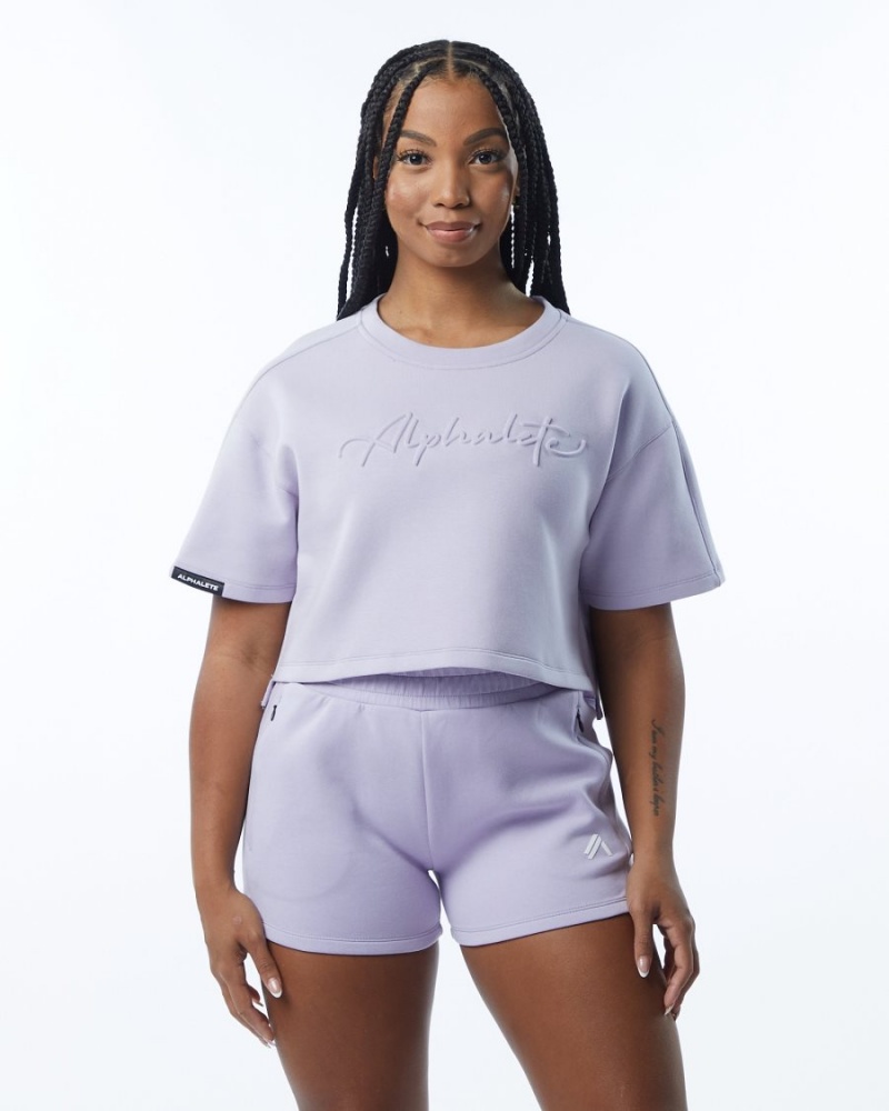 Vestes Alphalete ELMTS Half Sleeve Pullover Lilac Femme | WIR-86031386