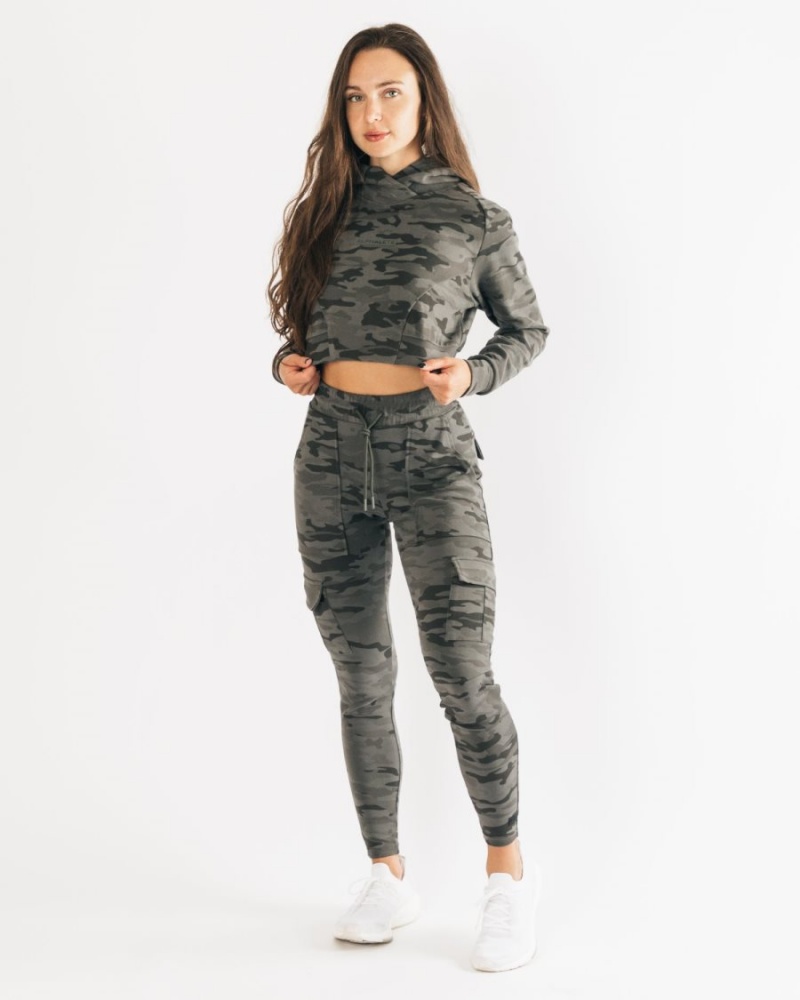 Sweat a Capuche Alphalete Identity Pro Crop Hoodie Camouflage Femme | YXQ-21361089