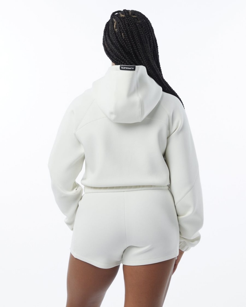 Vestes Alphalete ELMTS Full-Zip Crop Jacket Blanche Femme | YLA-74724629