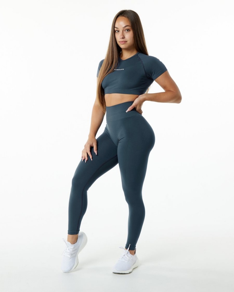 Leggings Alphalete Amplify Legging Bleu Femme | YET-31987631