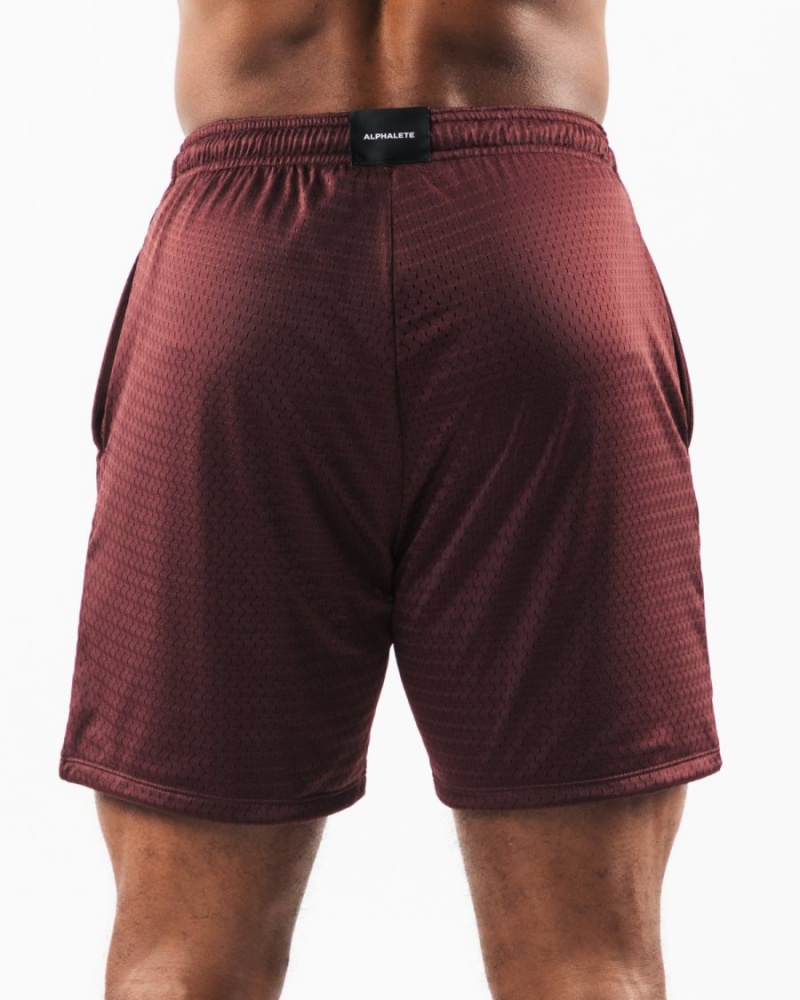 Short Alphalete Wolf Head Mesh Corta 6" Sangria Homme | IUR-14437331