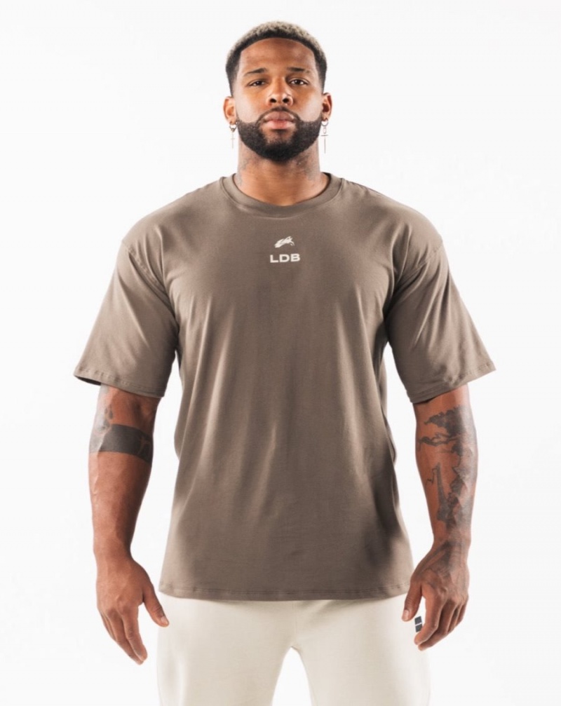 Chemises Alphalete Brushed Crest Tee Desert Taupe / Sea Shell Homme | XQD-64735443