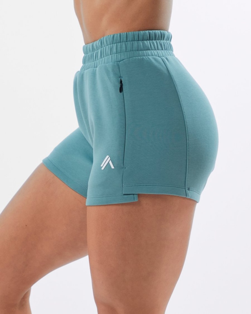 Short Alphalete ELMTS Athlétiques Corta 3.5" Teal Femme | WST-56254528