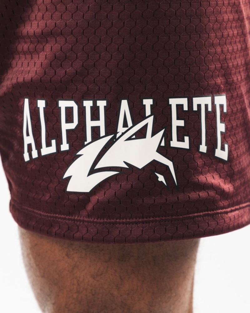 Short Alphalete Wolf Head Mesh Corta 6" Sangria Homme | IUR-14437331