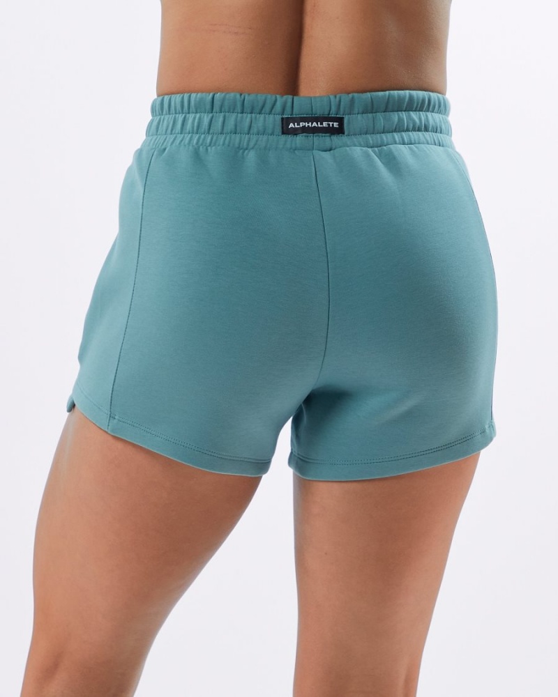 Short Alphalete ELMTS Athlétiques Corta 3.5" Teal Femme | WST-56254528