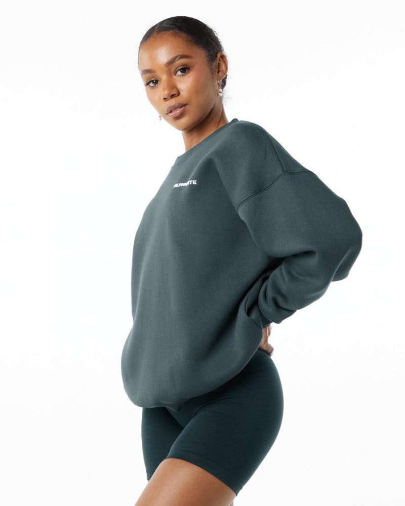 Manches Longues Alphalete Classiche Crew Ocean Femme | XBG-16916537