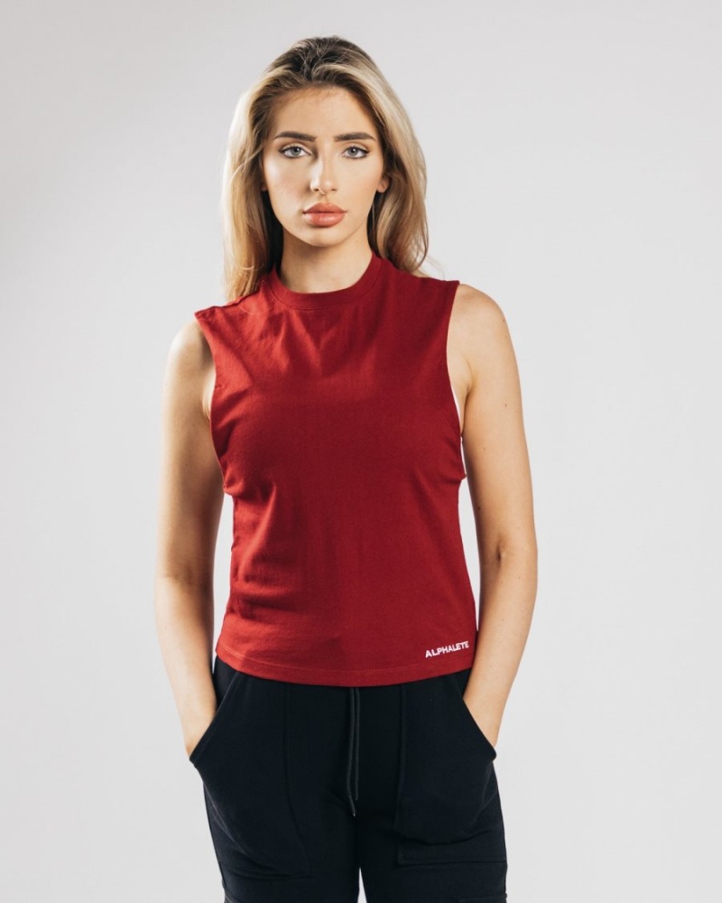 Debardeur Alphalete Heavy Coton Cutoff Cranberry Femme | WNW-70338042