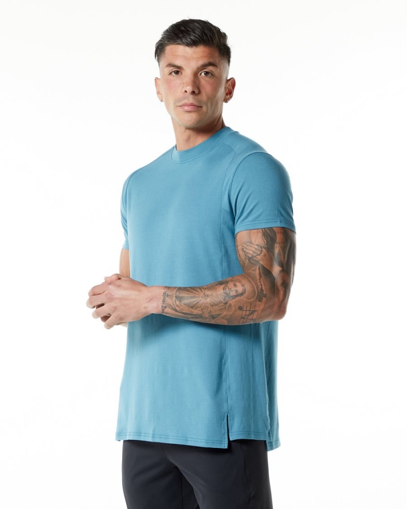 Chemises Alphalete Evo Tee Bleu Homme | VKO-46850384