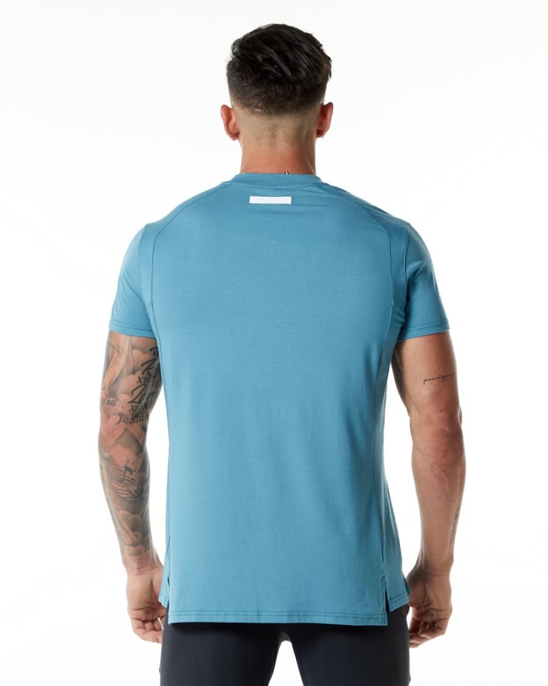 Chemises Alphalete Evo Tee Bleu Homme | VKO-46850384