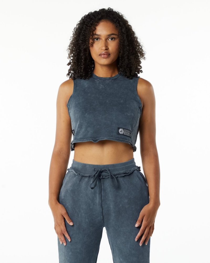 Debardeur Alphalete Very Terry Crop Cutoff Bleu Femme | XGF-78669920