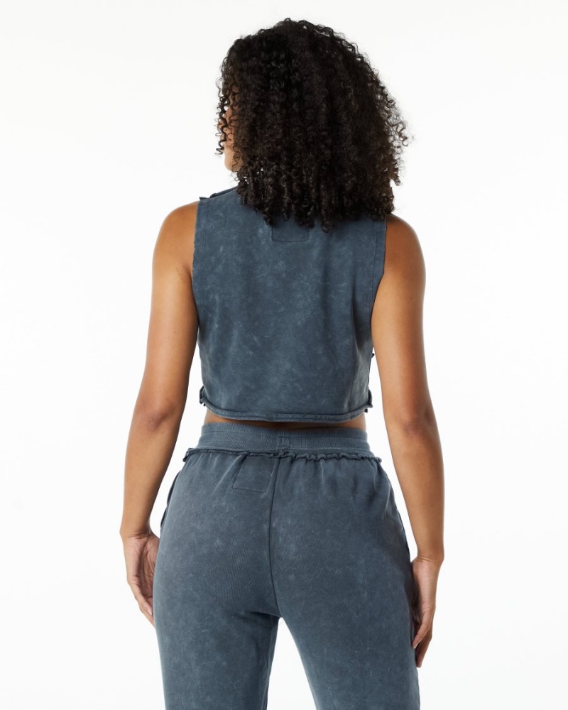 Debardeur Alphalete Very Terry Crop Cutoff Bleu Femme | XGF-78669920