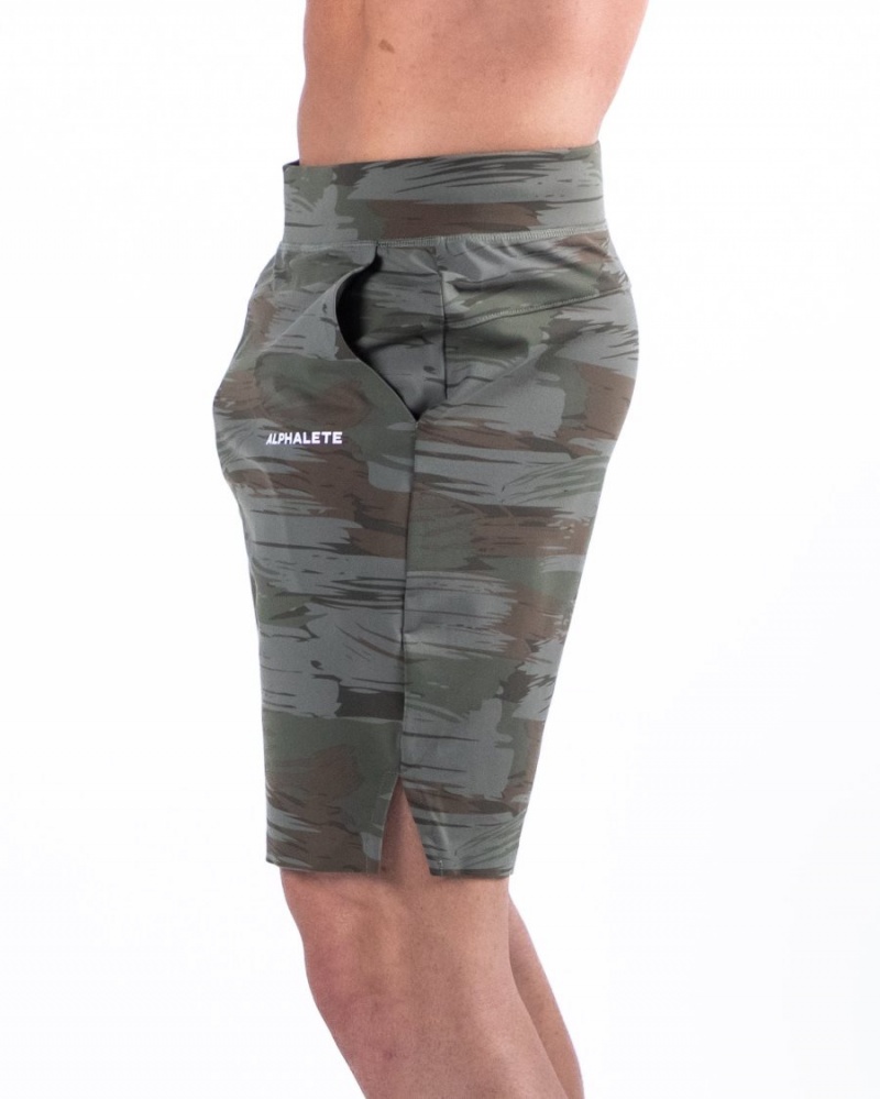 Short Alphalete Trace Corta 8" Vert Olive Camouflage Homme | YUY-76399259