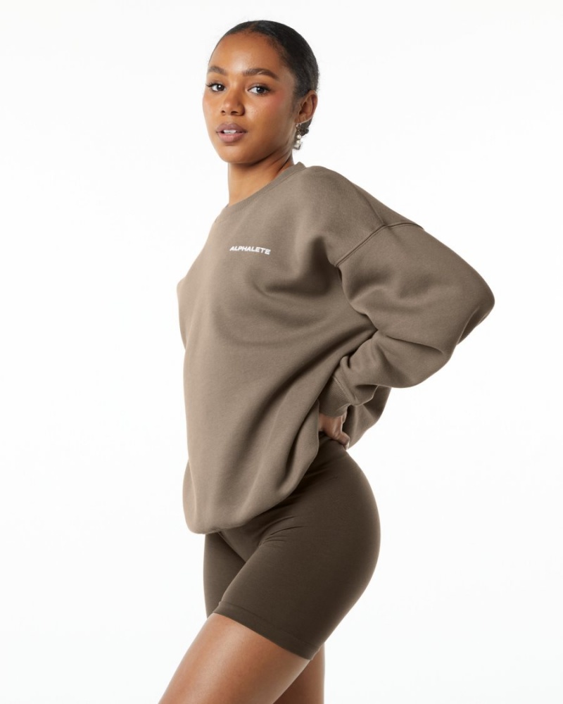 Vestes Alphalete Classiche Crew Mocha Femme | NOI-47080962