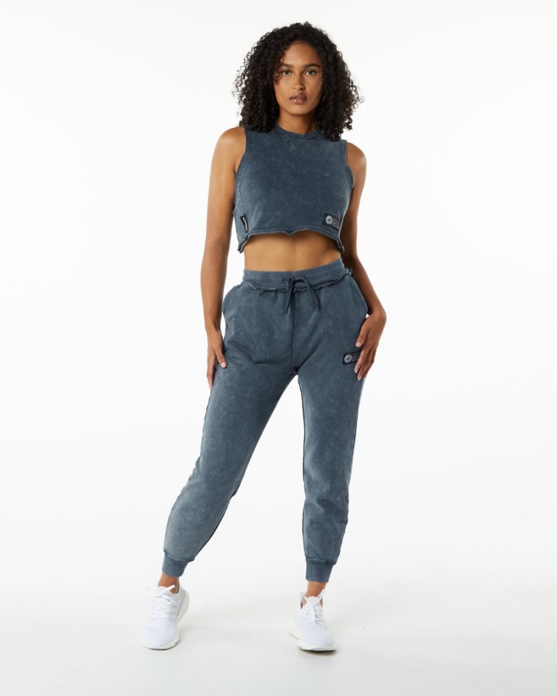 Debardeur Alphalete Very Terry Crop Cutoff Bleu Femme | XGF-78669920