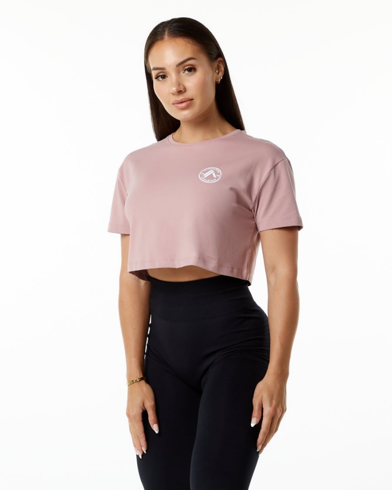 Chemises Alphalete Dynasty Crop Mauve Femme | LFO-77696560